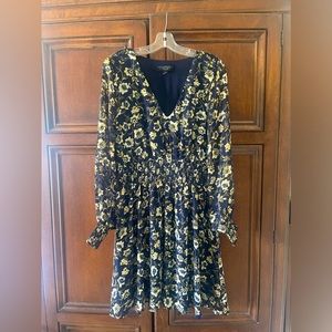 Laundry Floral Printed Long Sleeve Cocktail Dress